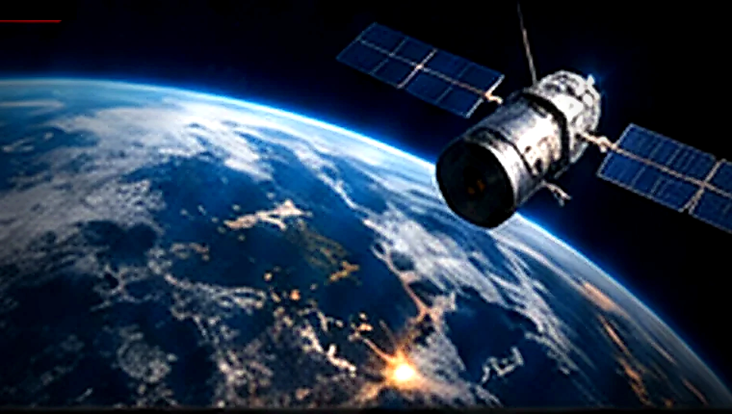 UHD-hochauflösende realistische Darstellung eines Satelliten über Europa für Hotbird 13 Grad Ost