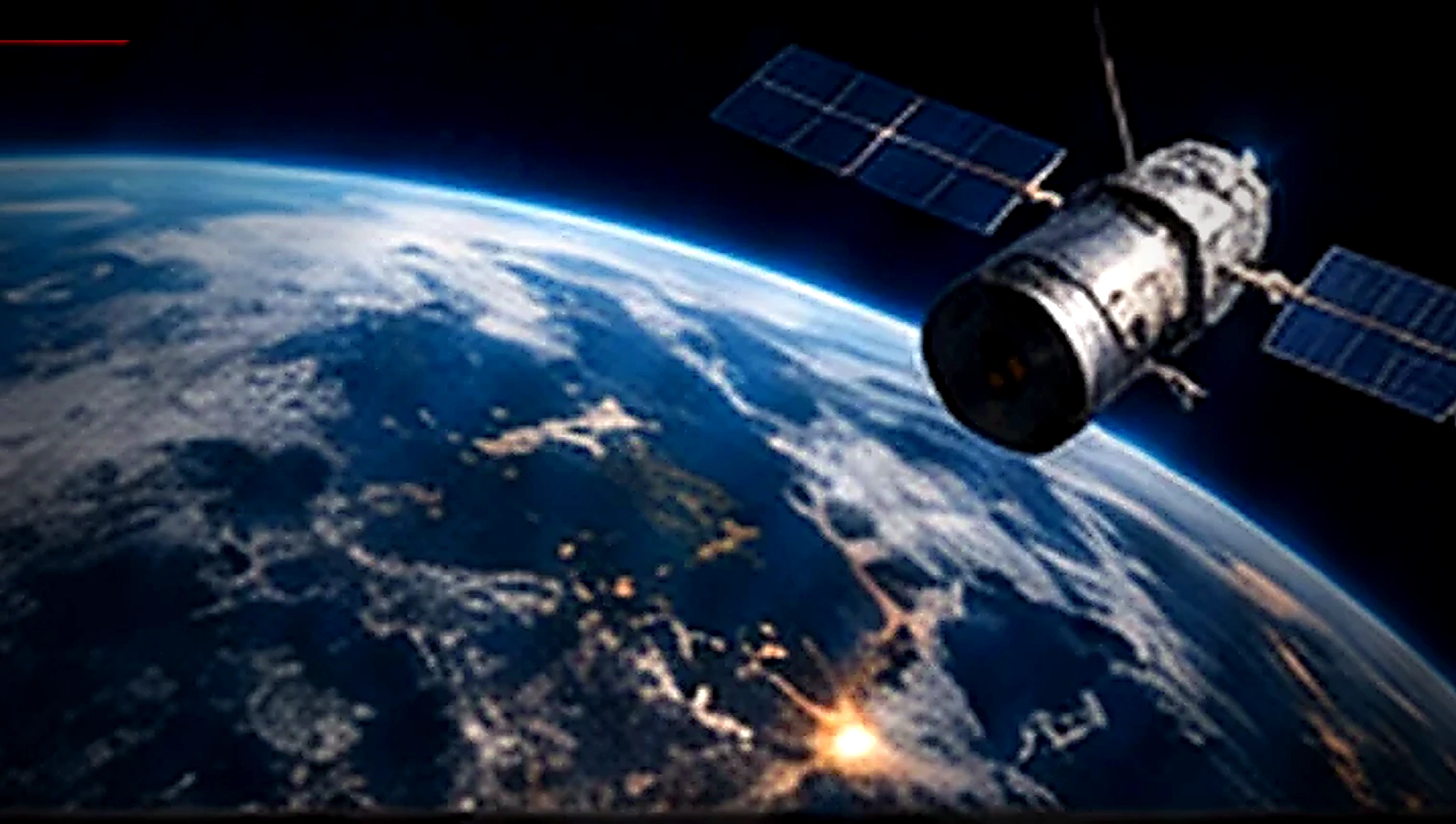 Hochauflösende, korrigierte realistische Darstellung eines Satelliten über Europa für Eutelsat 16 Grad Ost